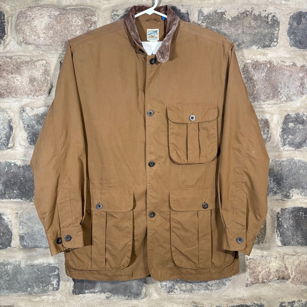 VTG Travelsmith Mens XL Brown Field Jacket Hunting Barn Coat Suede Collar